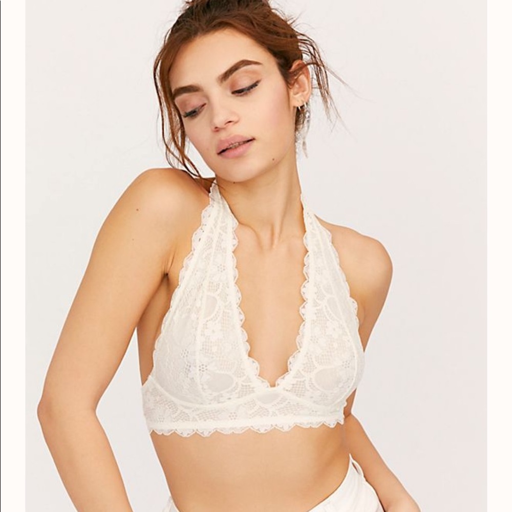 xs white Free People halter bralette